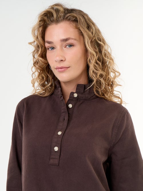 Denim jurk met frillkraag - Kiabi