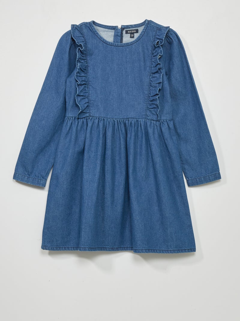 Denim jurkje met volants BLAUW - Kiabi
