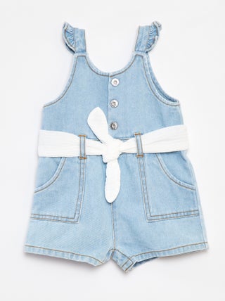 Denim korte salopette met bandjes en ceintuur