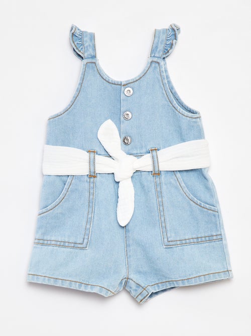 Denim korte salopette met bandjes en ceintuur - Kiabi