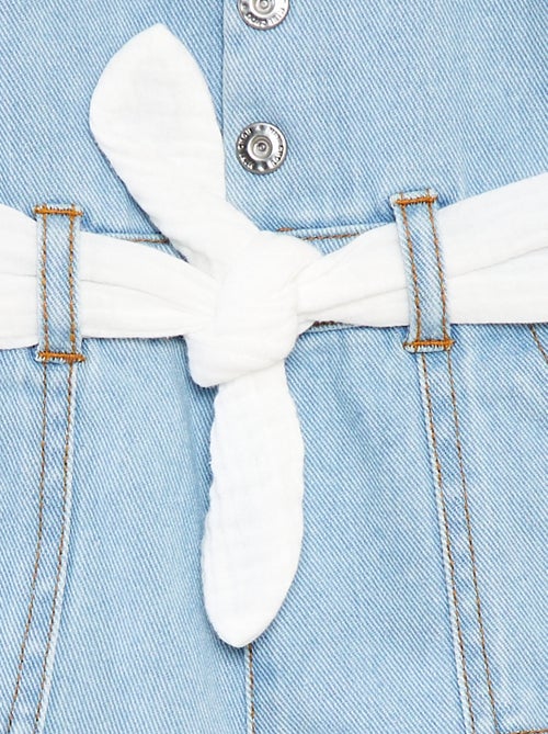 Denim korte salopette met bandjes en ceintuur - Kiabi