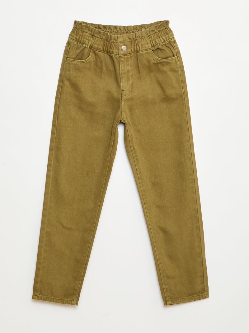 Denim mom-fit broek met hoge taille Groen - Kiabi