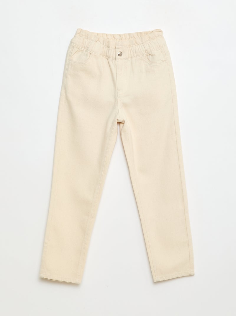 Denim mom-fit broek met hoge taille Wit - Kiabi