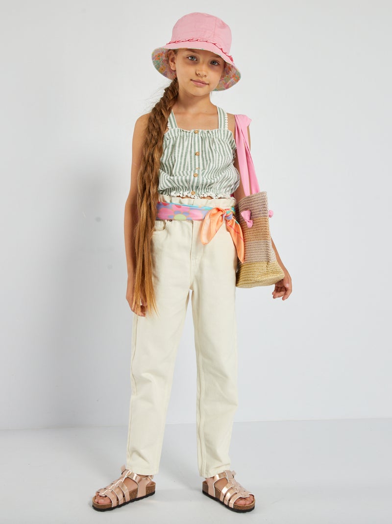 Denim mom-fit broek WIT - Kiabi