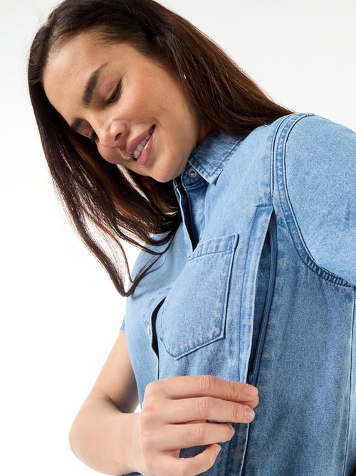 Denim overgooierjurk voor borstvoeding - Kiabi