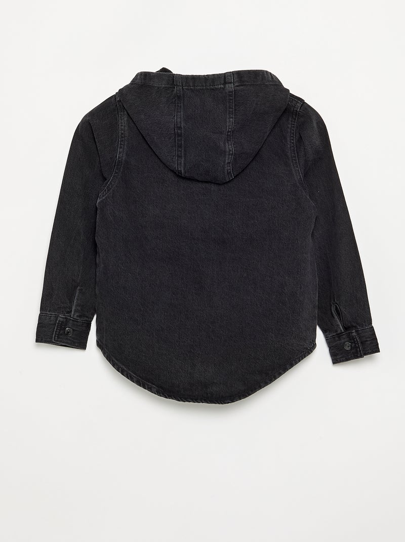 Denim overhemd met capuchon Zwart - Kiabi