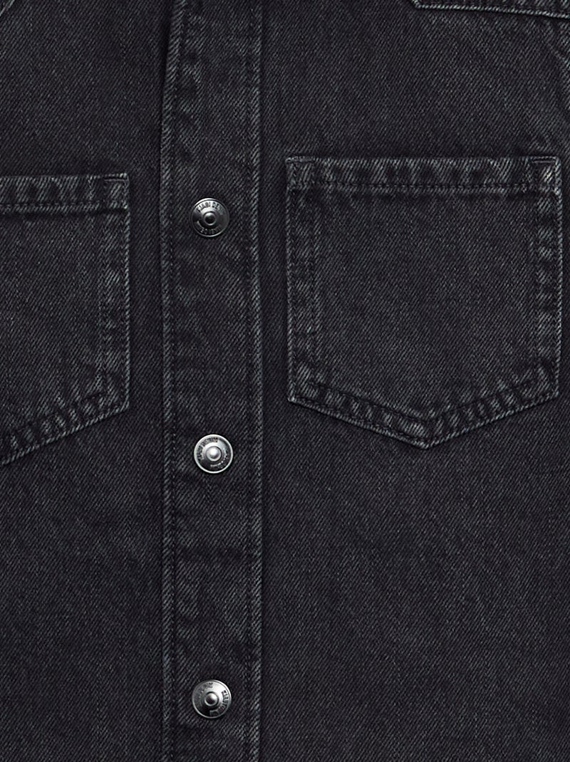 Denim overhemd met capuchon Zwart - Kiabi