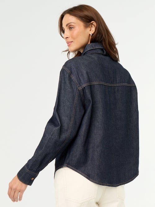 Denim overhemd met lavallièrekraag - Kiabi