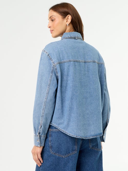 Denim overhemd met lavallièrekraag - Kiabi