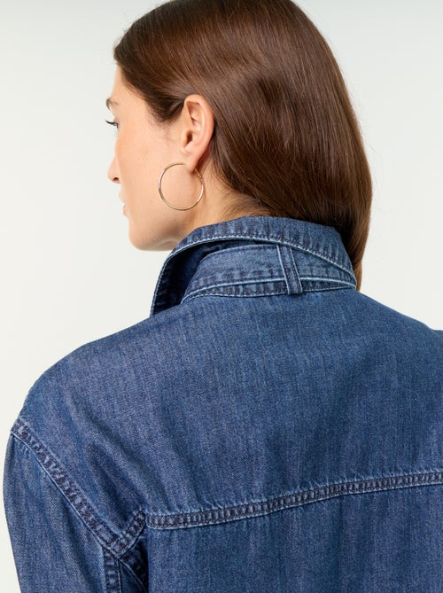 Denim overhemd met lavallièrekraag - Kiabi Denim overhemd met lavallièrekraag - Kiabi