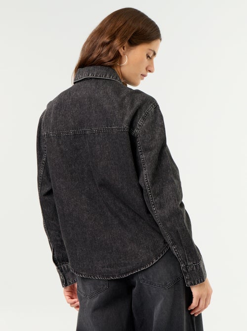 Denim overhemd met lavallièrekraag - Kiabi Denim overhemd met lavallièrekraag - Kiabi