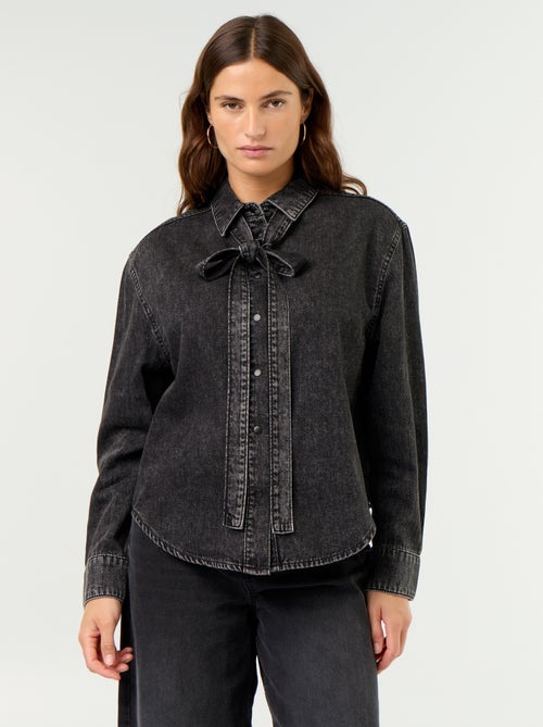 Denim overhemd met lavallièrekraag - Kiabi Denim overhemd met lavallièrekraag - Kiabi