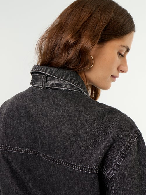 Denim overhemd met lavallièrekraag - Kiabi Denim overhemd met lavallièrekraag - Kiabi