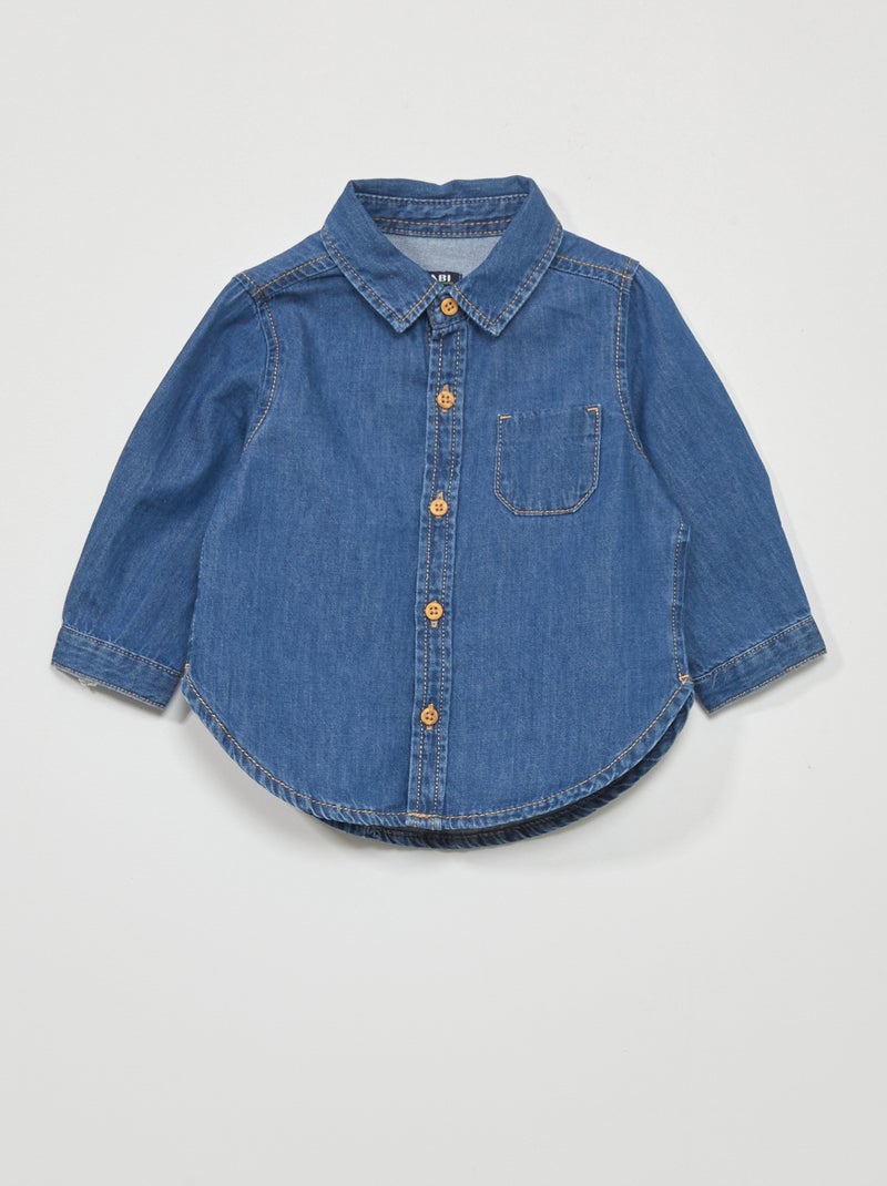 Denim overhemdje met lange mouw BLAUW - Kiabi