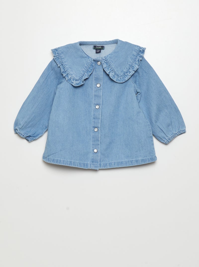 Denim overhemdje met ruchekraag BLAUW - Kiabi