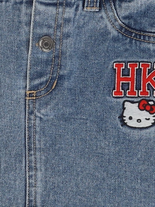 Denim rok met geborduurde 'Hello Kitty'-patches - Kiabi