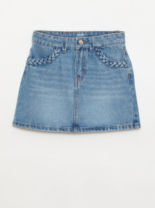 Denim rok met gevlochten zakken - Kiabi