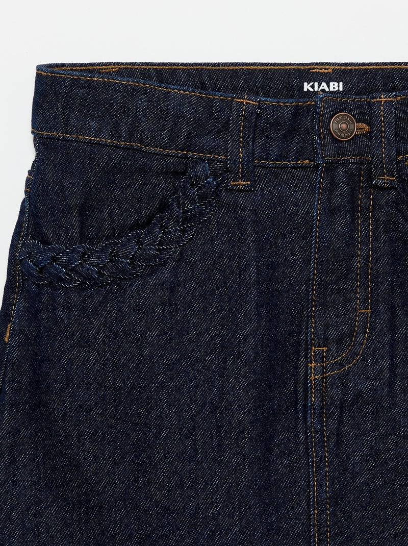Denim rok met gevlochten zakken Blauw - Kiabi