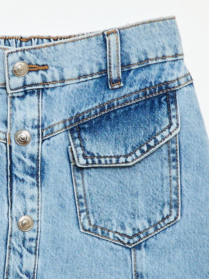 Denim rok met knopen Blauw - Kiabi