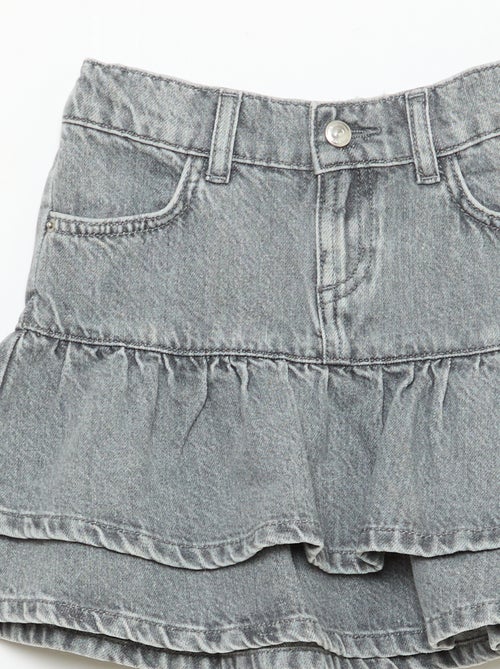 Denim rokbroek met ruches - Kiabi