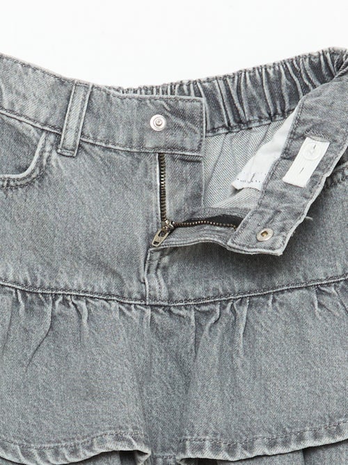 Denim rokbroek met ruches - Kiabi