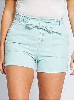 Denim short met ceintuur - Kiabi