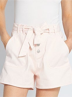 Denim short met ceintuur - Kiabi
