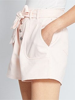 Denim short met ceintuur - Kiabi