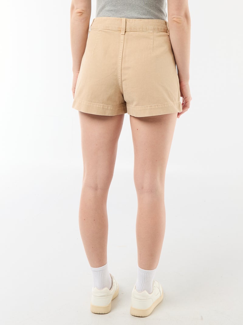 Denim short met gevlochten zakken Biege - Kiabi