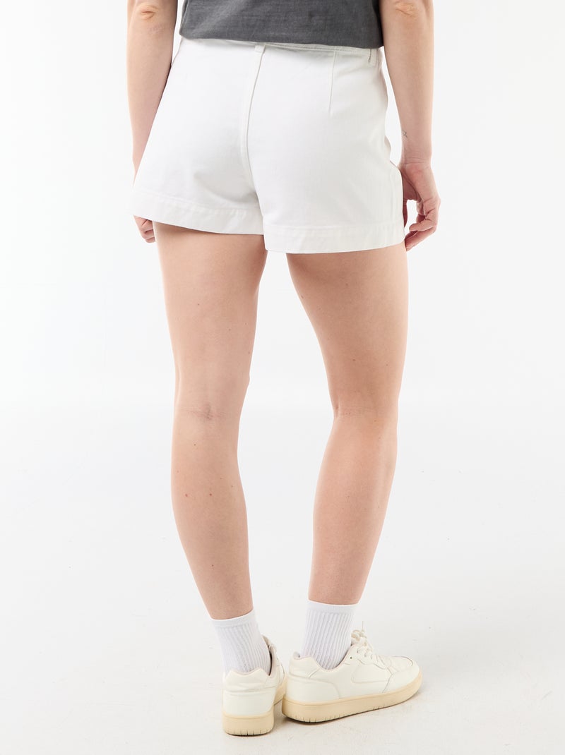 Denim short met gevlochten zakken Wit - Kiabi
