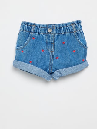 Denim short met hartjesmotief