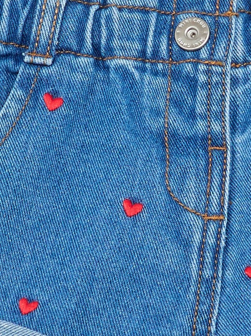 Denim short met hartjesmotief Rood - Kiabi