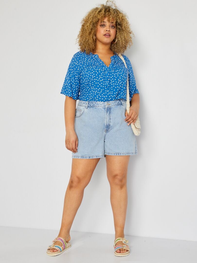 Denim short met hoge taille BLAUW - Kiabi