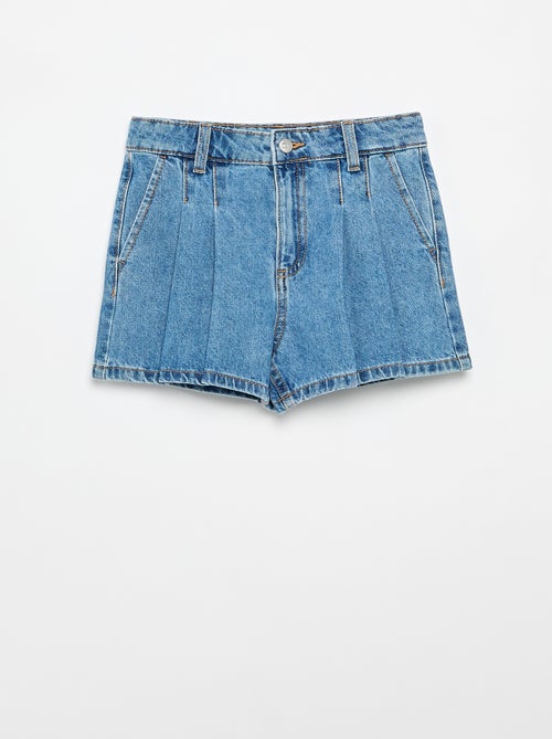 Denim short met plissé-effect - Kiabi