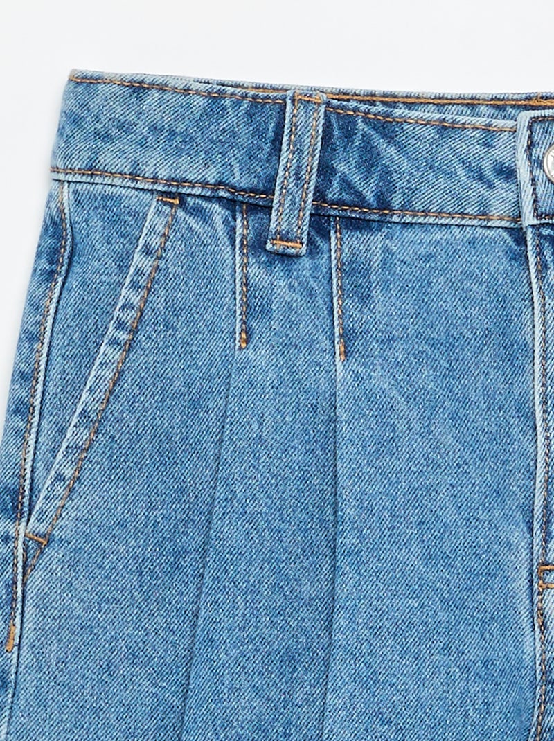 Denim short met plissé-effect Blauw - Kiabi