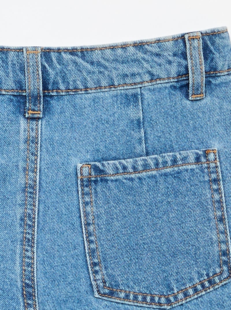 Denim short met plissé-effect Blauw - Kiabi