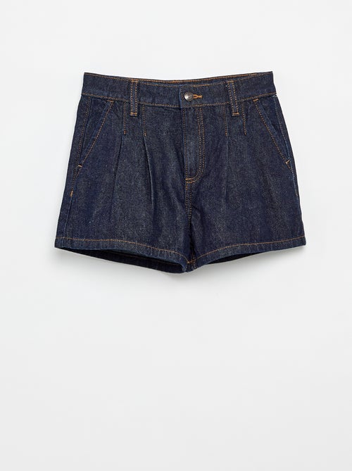 Denim short met plissé-effect - Kiabi