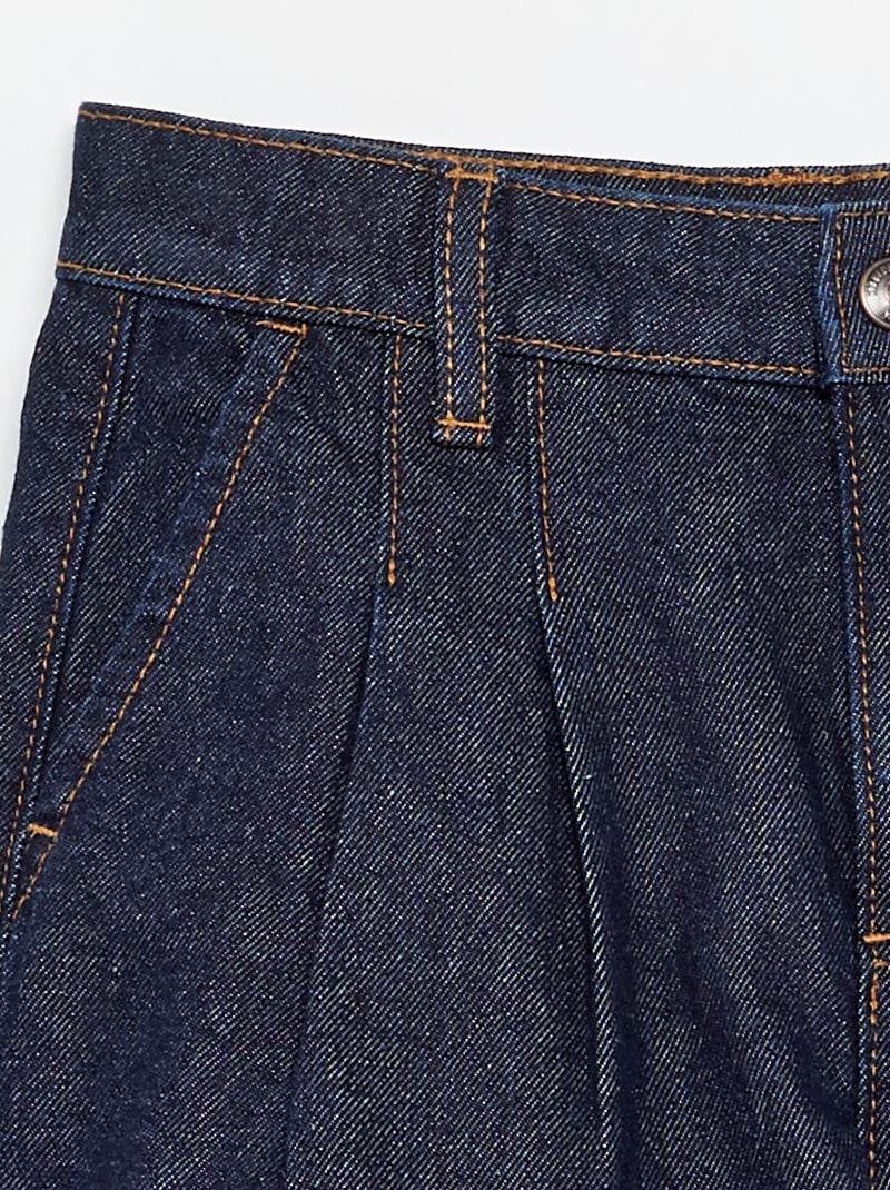 Denim short met plissé-effect Blauw - Kiabi
