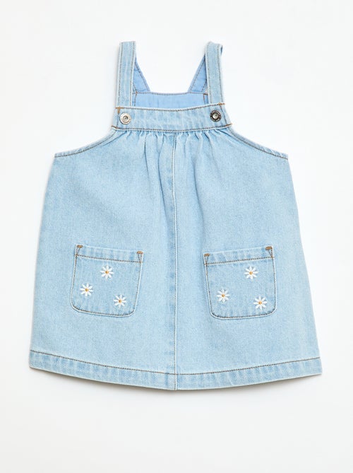 Denim tuinbroekjurk met 2 opgestikte zakken vooraan - Kiabi