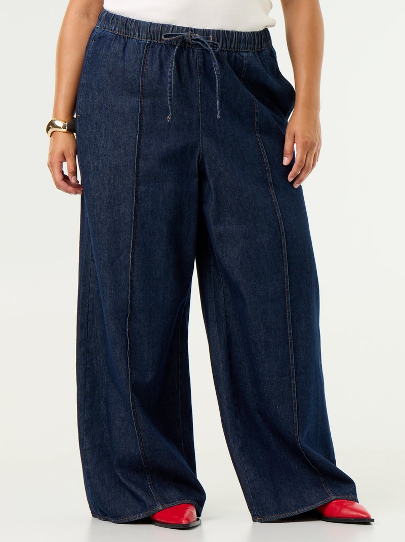 Denim wide leg broek Blauw - Kiabi