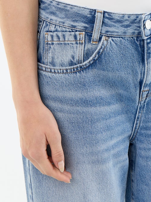 Denim wide leg broek met verwassen effect - Kiabi