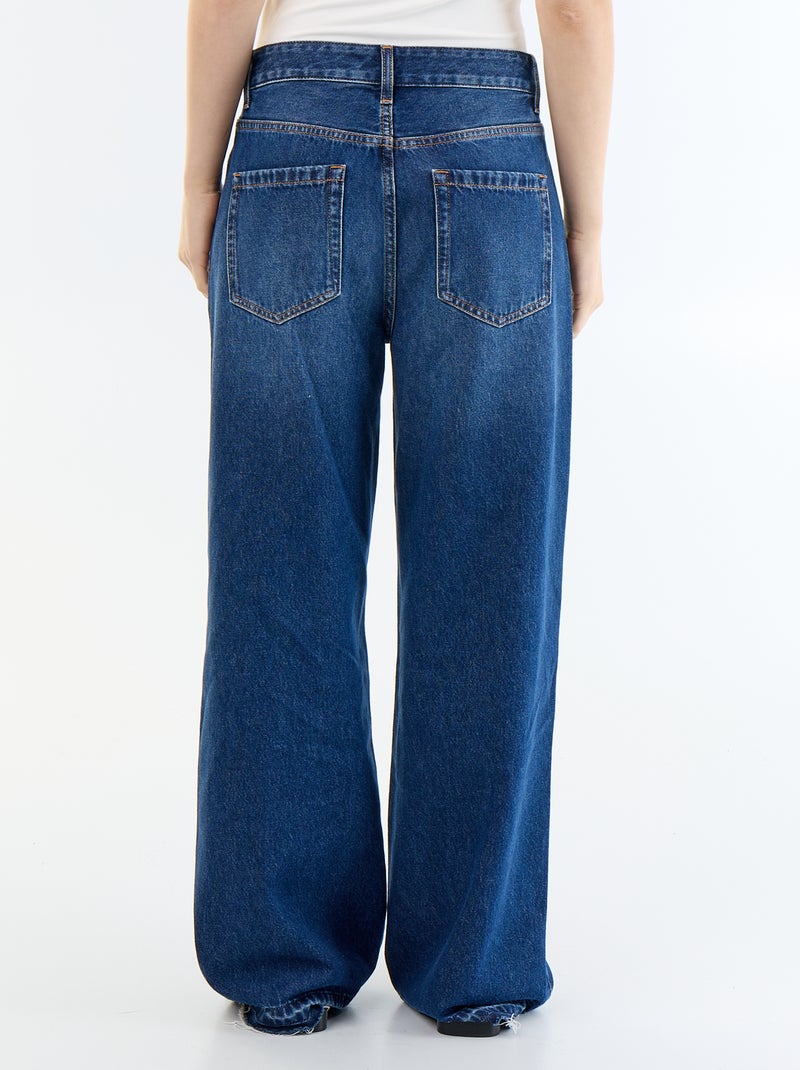 Denim wide leg broek met verwassen effect Blauw - Kiabi