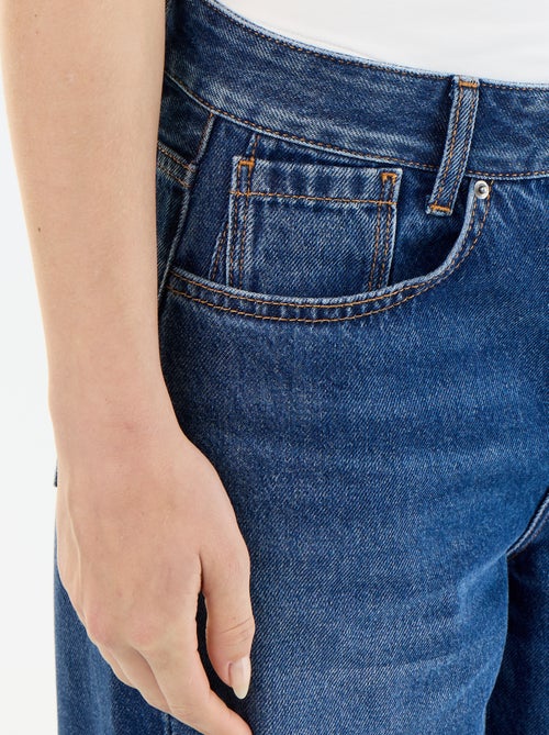 Denim wide leg broek met verwassen effect - Kiabi