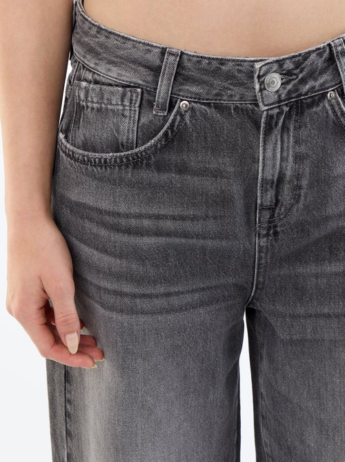 Denim wide leg broek met verwassen effect - Kiabi