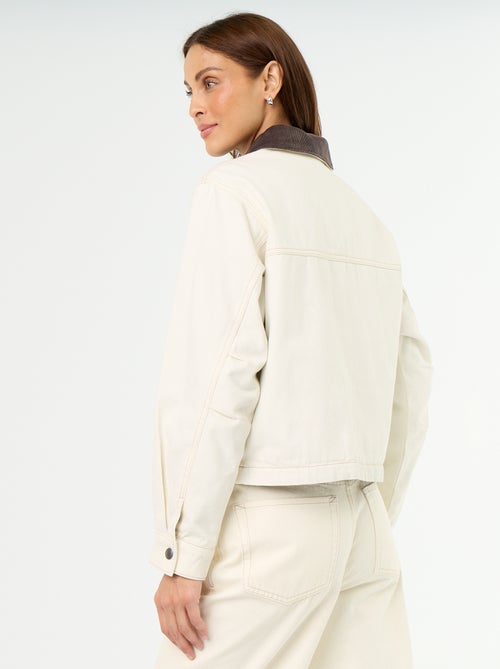 Denim workwearjas met fluwelen kraag - Kiabi