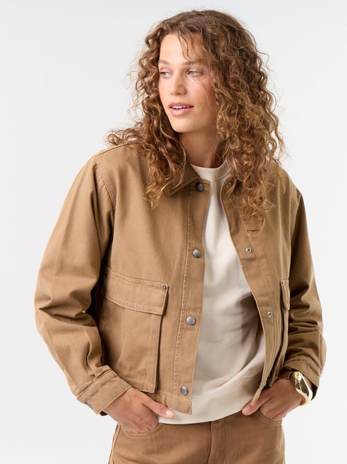 Denim workwearjas met fluwelen kraag - Kiabi