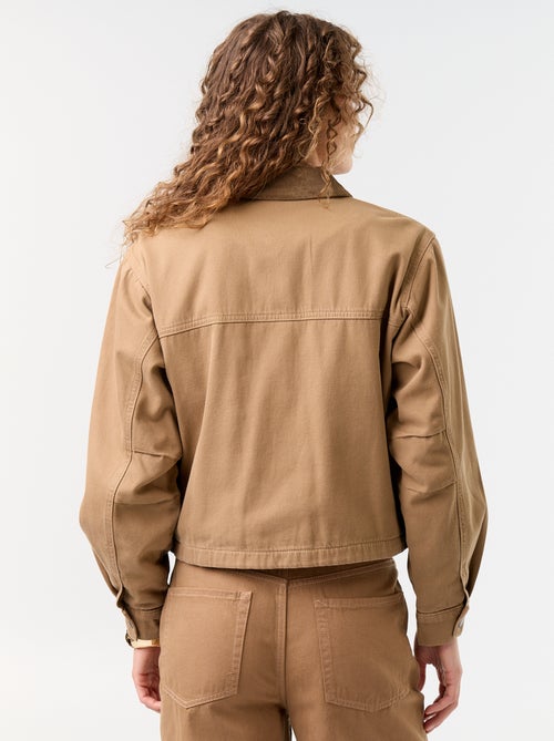 Denim workwearjas met fluwelen kraag - Kiabi