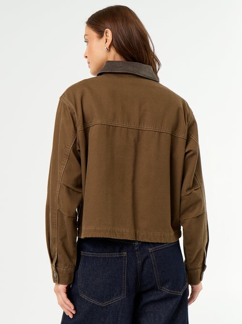 Denim workwearjas met fluwelen kraag - Kiabi