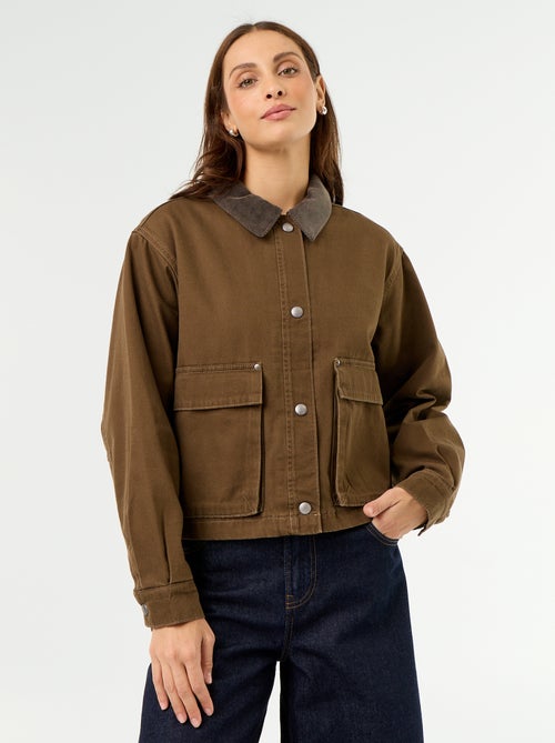 Denim workwearjas met fluwelen kraag - Kiabi