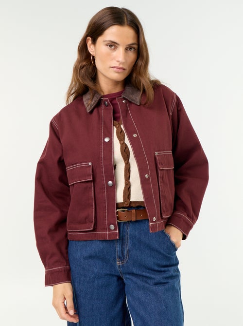 Denim workwearjas met fluwelen kraag - Kiabi